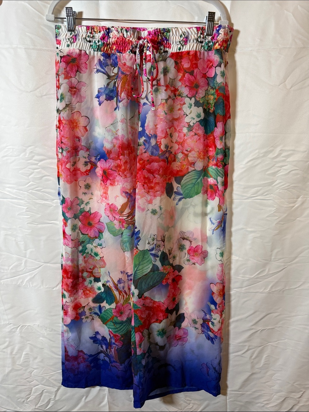 Floral Print Chiffon pants bathing suit cover Nanette Lepore- Pink Multi